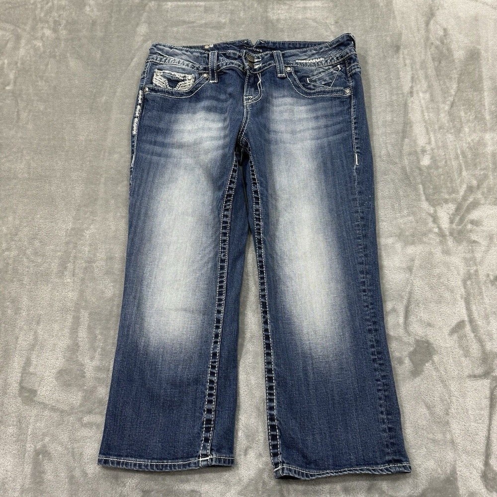 Vigoss Jeans Womens 9/10 Blue The Chelsea Capri Medium Wash Denim Pockets Logo